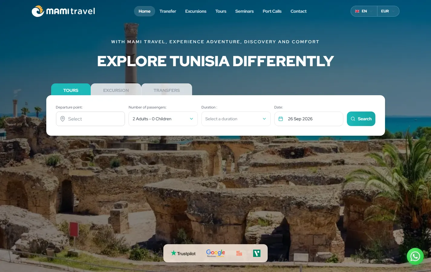 Site public : recherche de circuits, excursions et transferts
