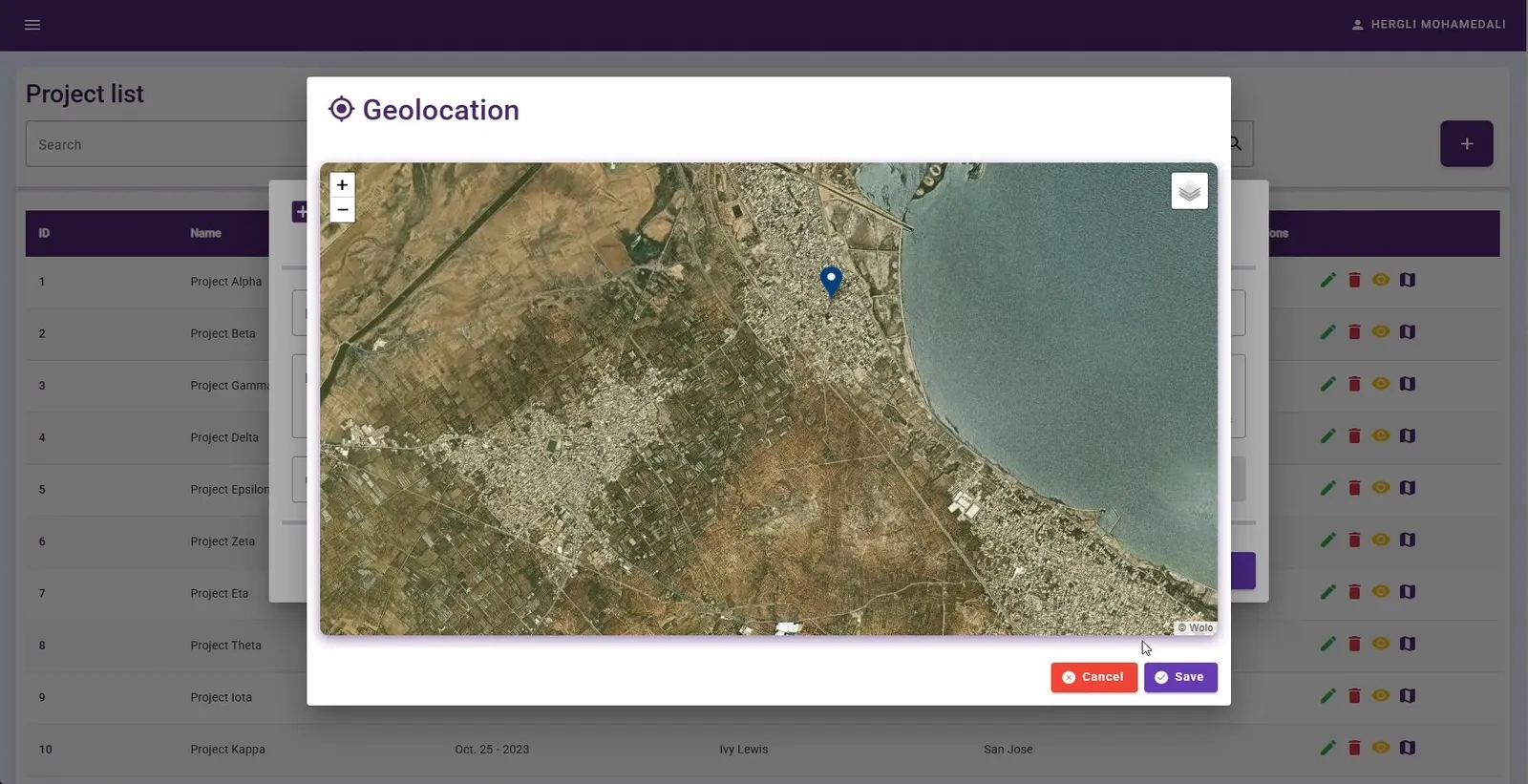 Geolocating a project