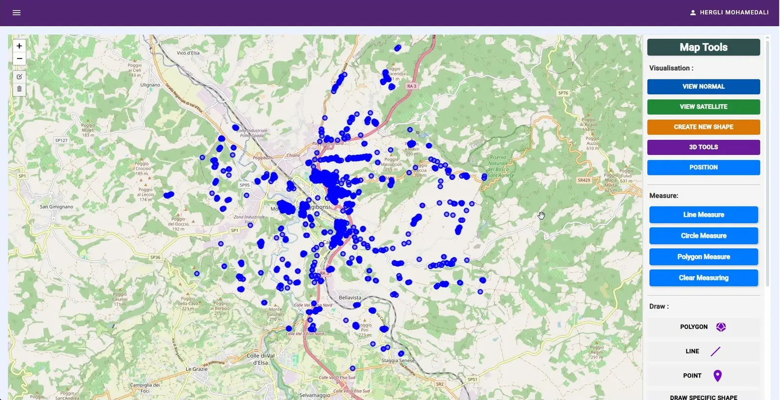 Surveyed points and map tools